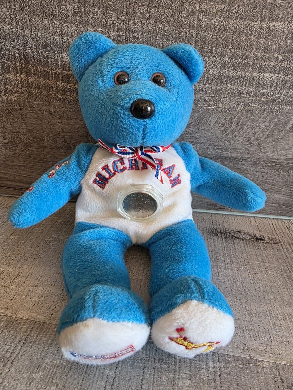 State of Michigan Bear Plush Limited Edition Stuffed Animal w 2004 Quarter g45